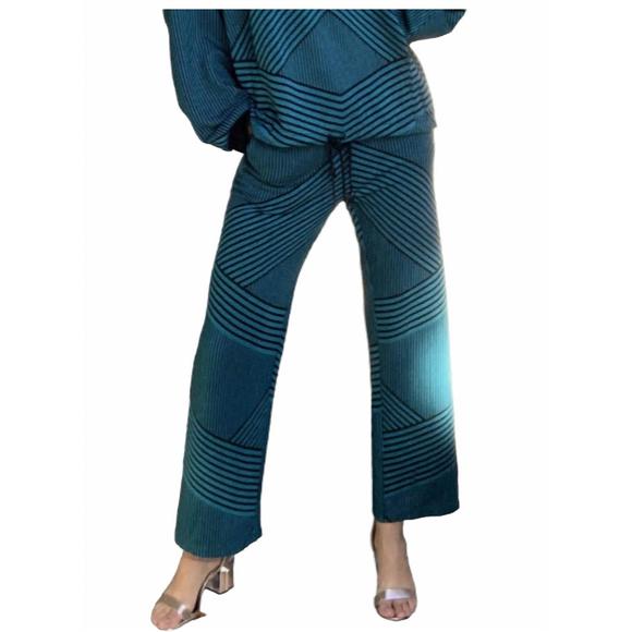 NEW EVA FRANCO brit wit jogger pant in teal and black - Picture 2 of 5